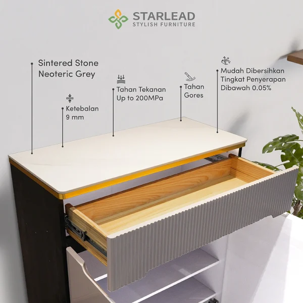 STARLEAD Rak Kabinet Sepatu Sintered Stone - Neoteric Grey - Image 3