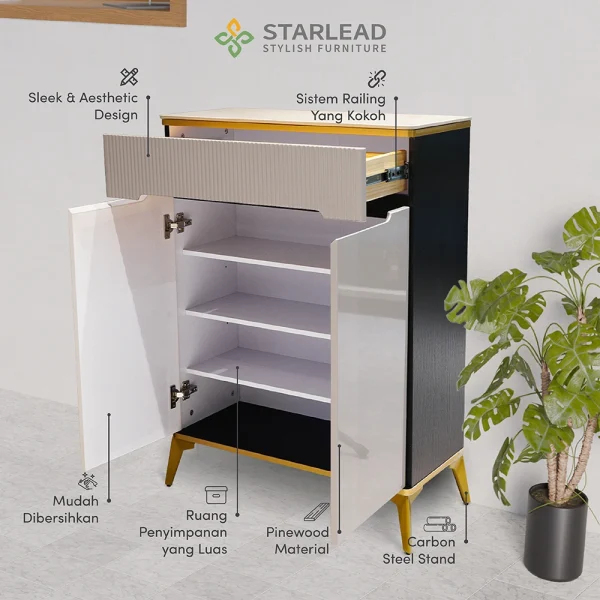 STARLEAD Rak Kabinet Sepatu Sintered Stone - Neoteric Grey - Image 4
